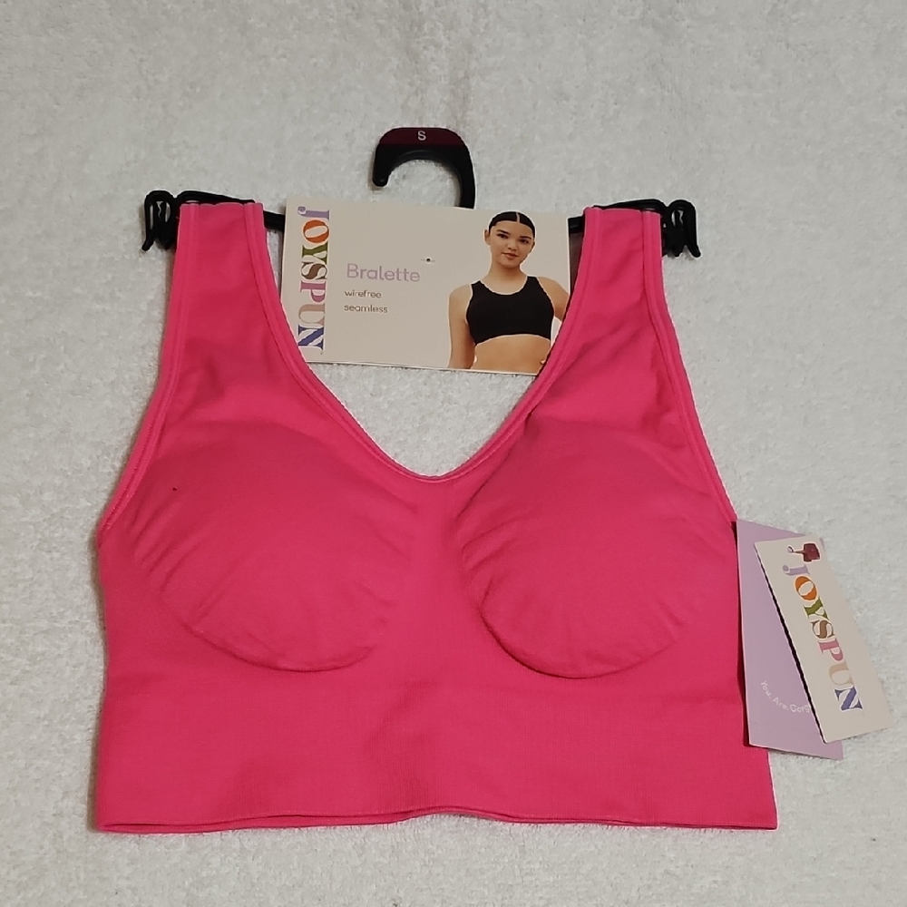 Joyspun Women’s Pink Seamless Wirefree Bra, Size Small New